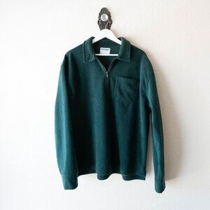 Old Navy Men’s L Heritage Green Fleece Knit Quarter Zip Pullover | Cozy 1/4 Zip